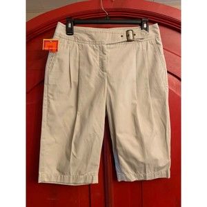 NWT Isaac Mizrahi Size 2 Tan Tumbleweed Long Walking Shorts Buckle Waist NEW